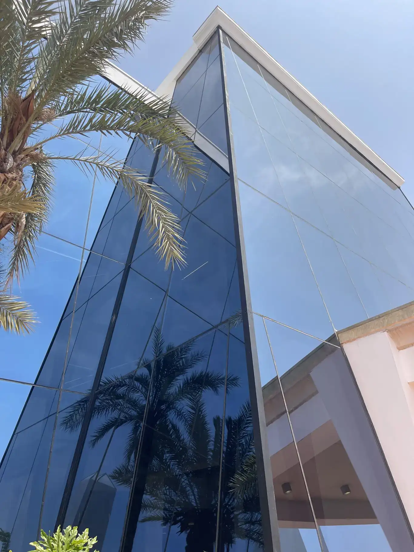 Limpieza de cristales en edificio alto con Reina Multiservicios Costablanca